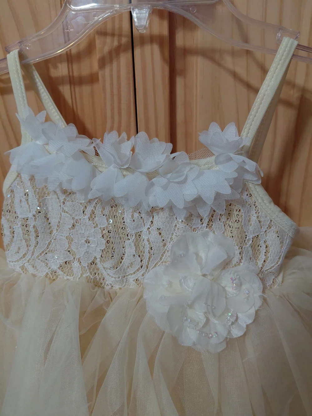 Ivory Floral Tulle Dance Costume for Kids